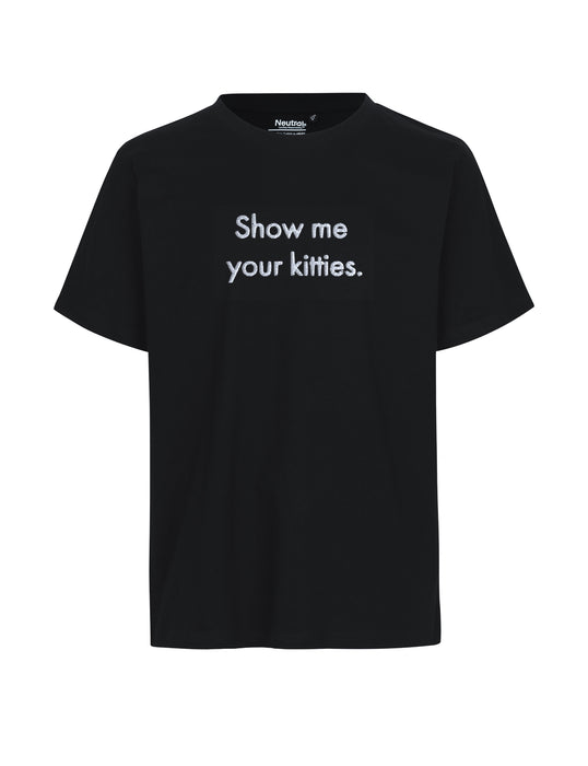 Geborduurde T-shirt | Show me your kitties.